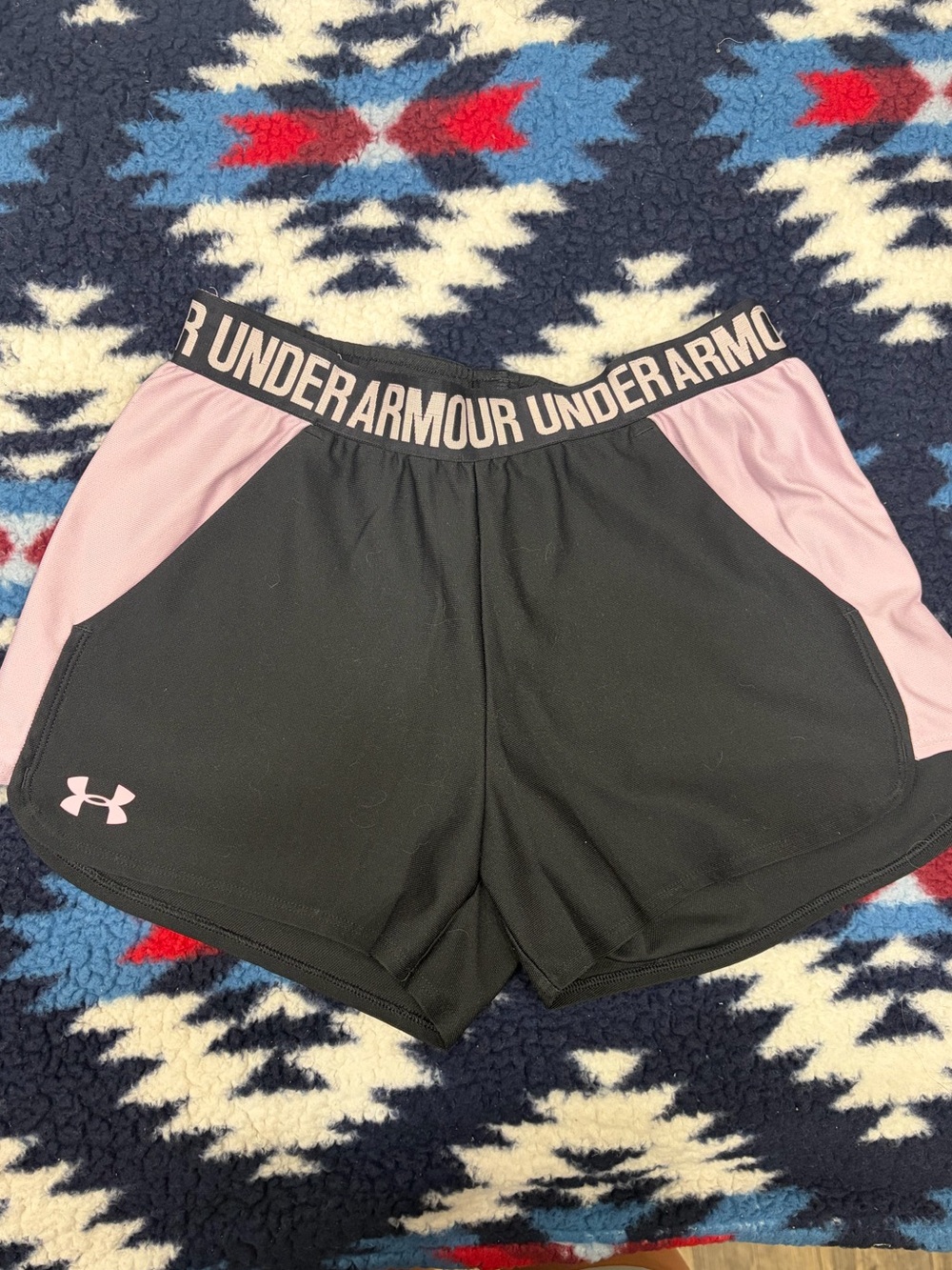 Under Armour Black and Light Pink Women's Athletic Shorts
